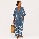 Kaftan Leila modrý s pruhy