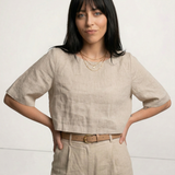 Reeve — Boxy Linen Crop Top