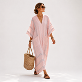 Kaftan Soraya růžový s pruhy