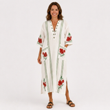 Kaftan Elena bílý s růžemi