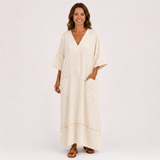 Kaftan Farah béžový s pruhy