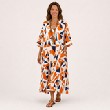 Kaftan Layla oranžový geometrický