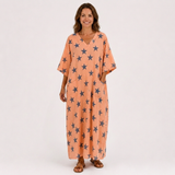 Kaftan Selma korálový s hvězdami