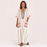 Kaftan Adara krémový s pruhy
