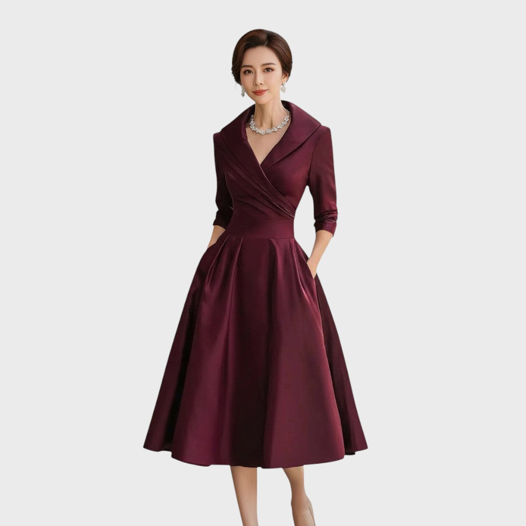 Dagmar | Elegantní midi šaty s dlouhými rukávy
